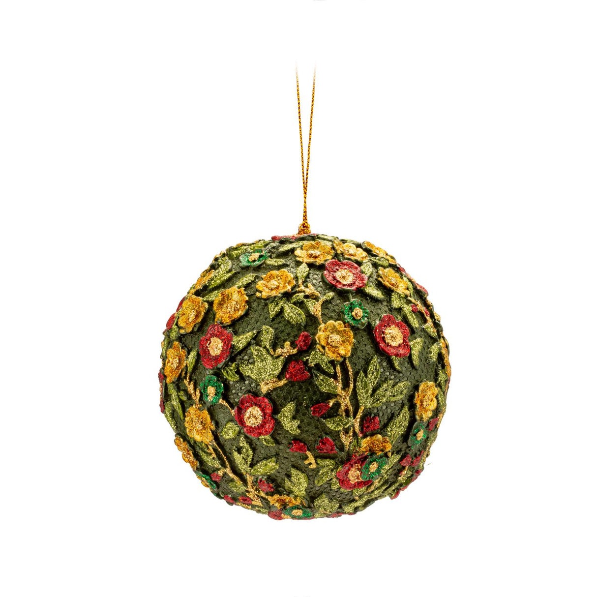 Pallina di Natale Palais Royal in resina verde dipinta a mano 10 cm