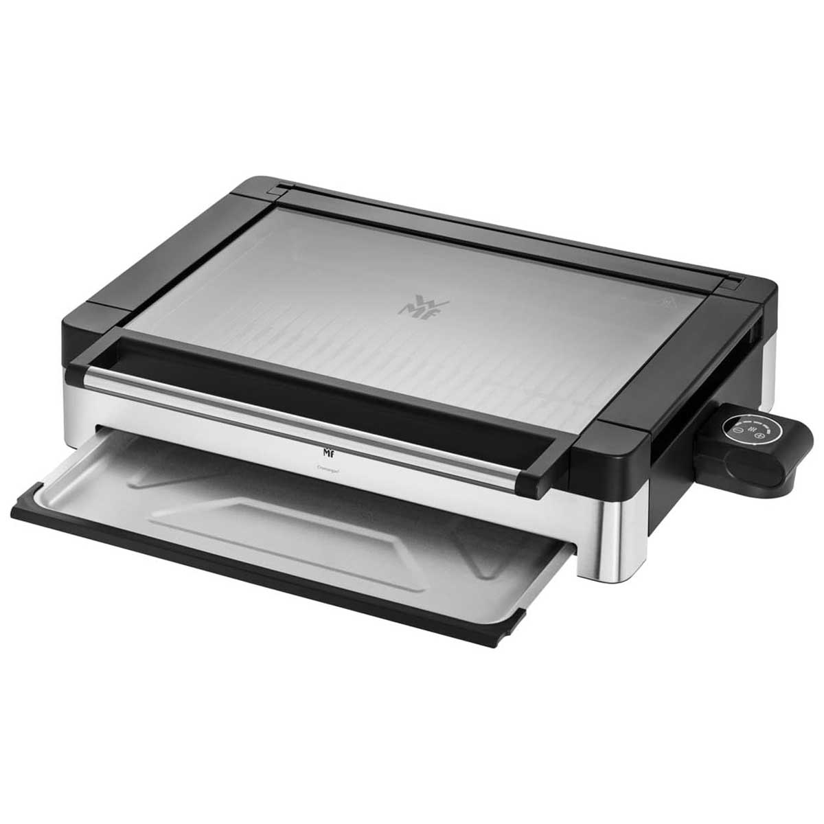 Barbecue da tavolo WMF Lono in acciaio inox con coperchio in vetro 40x29 cm