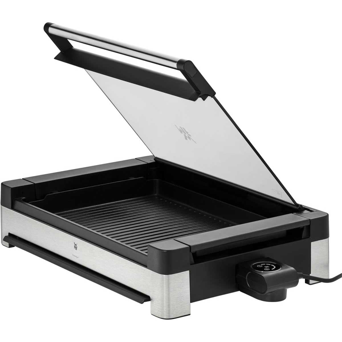 WMF Griglia Elettrica da Tavolo con Coperchio BBQ Lono Acciaio Inox 18/10 Cromargan