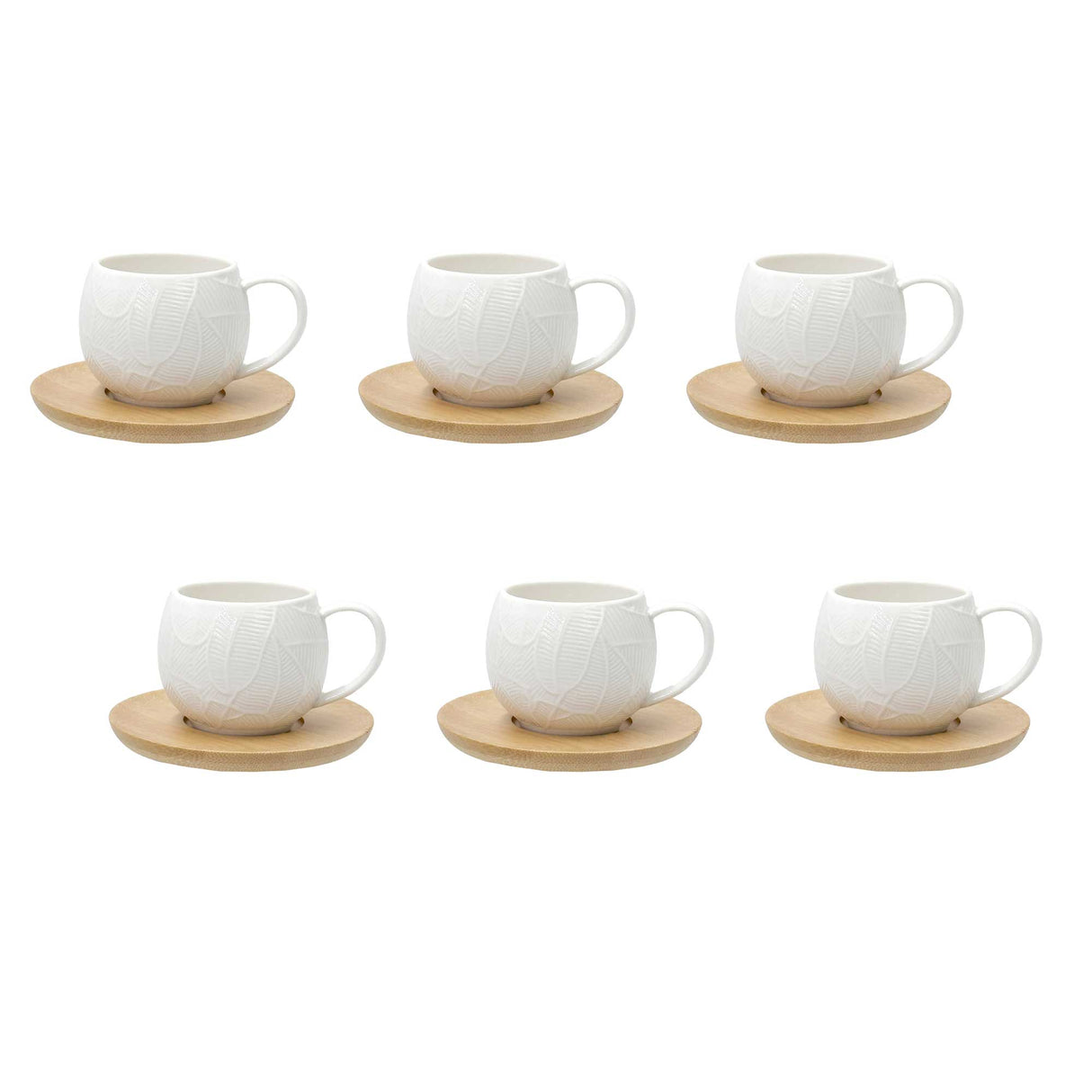 Set 6 tazzine caffè La Porcellana Bianca in porcellana con piattini legno
