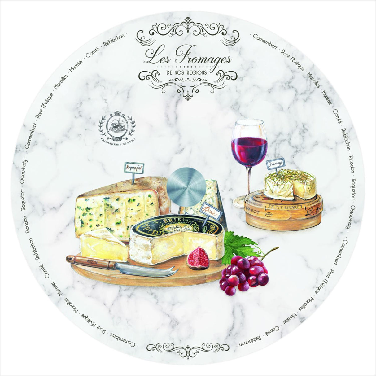 Piatto girevole Easy Life in porcellana decorata 32 cm per formaggi