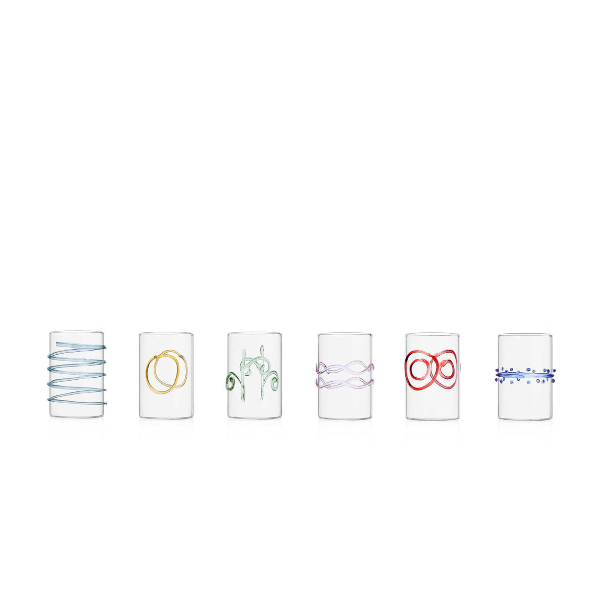 Set 6 bicchieri liquore Ichendorf Decò Arlecchino in vetro borosilicato