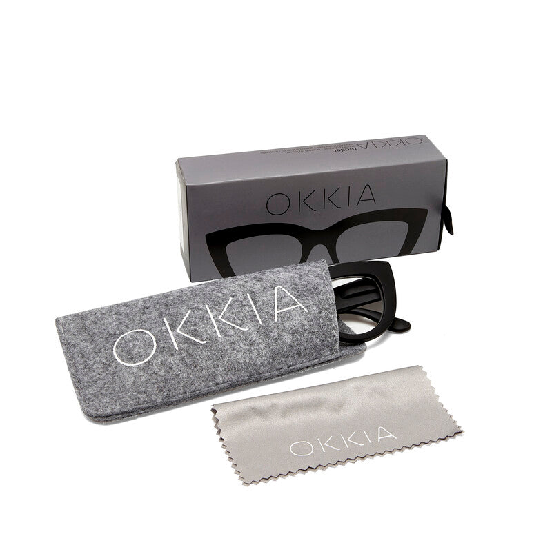 OKKIA Claudia Big Cat Eye Occhiali da Lettura Donna Nero +1.00