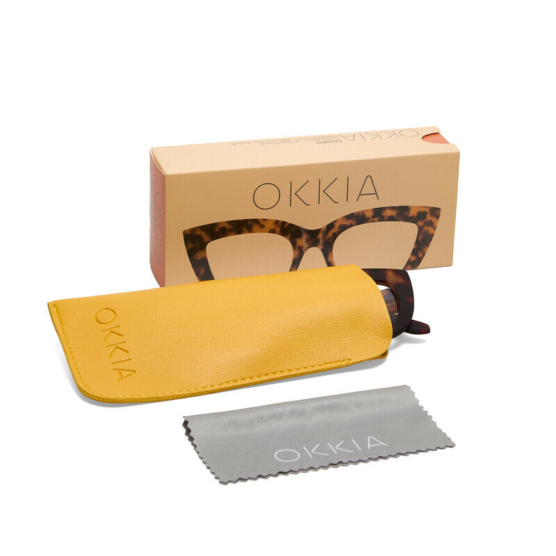 OKKIA Claudia Big Cat Eye Occhiali da Lettura Donna Avana +2.50