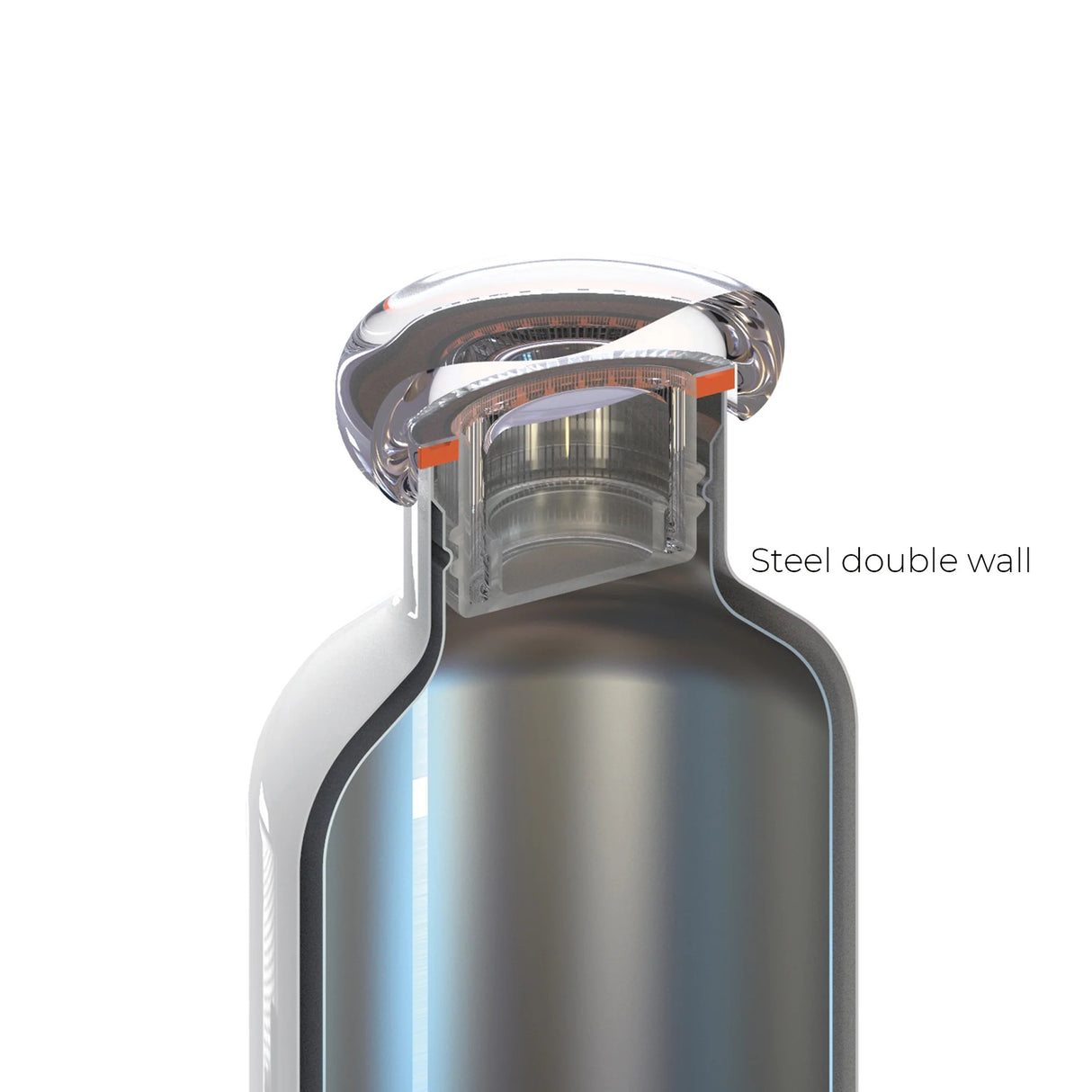 GUZZINI Energy Bottiglia Termica da Viaggio On The Go M 500ml Bianco Acciaio Inox