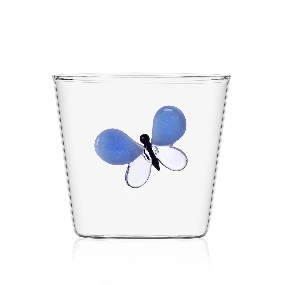 ICHENDORF Pic Nic Tumbler Bicchiere con Farfalla Blu 350ml Vetro Borosilicato