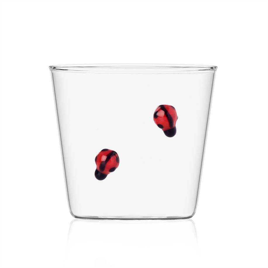 ICHENDORF Pic Nic Tumbler Bicchiere con Coccinelle 350ml Vetro Borosilicato
