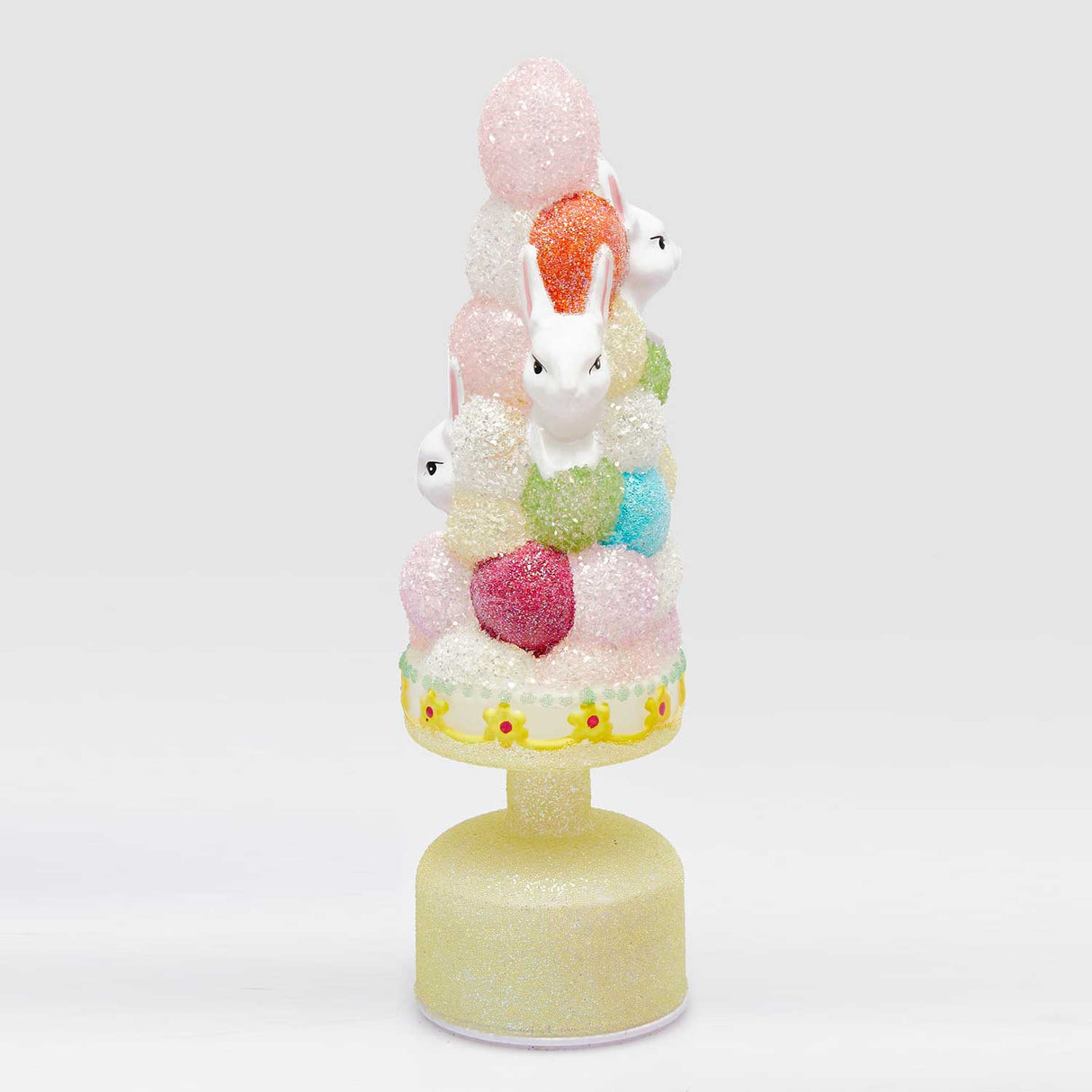 Albero di Pasqua Twist EDG in vetro giallo con coniglietti e LED 33 cm