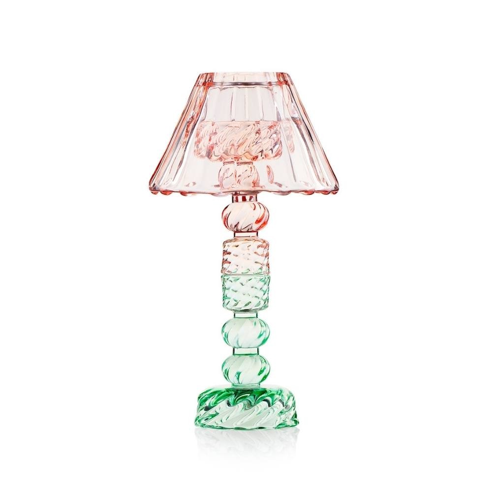 EMÒ ITALIA Luxor Round Candeliere in Vetro Grande con Paralume Rosa 26cm
