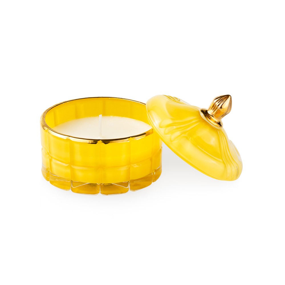 Candela profumata Emò Italia Tresors in vetro giallo con dettagli dorati