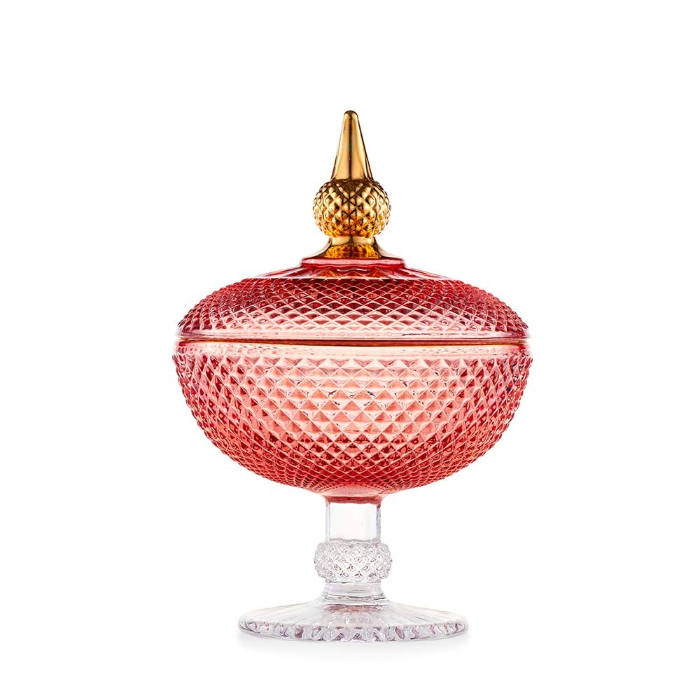 Scatola porta bonbon Emò Italia in vetro color cipria 23x16 cm