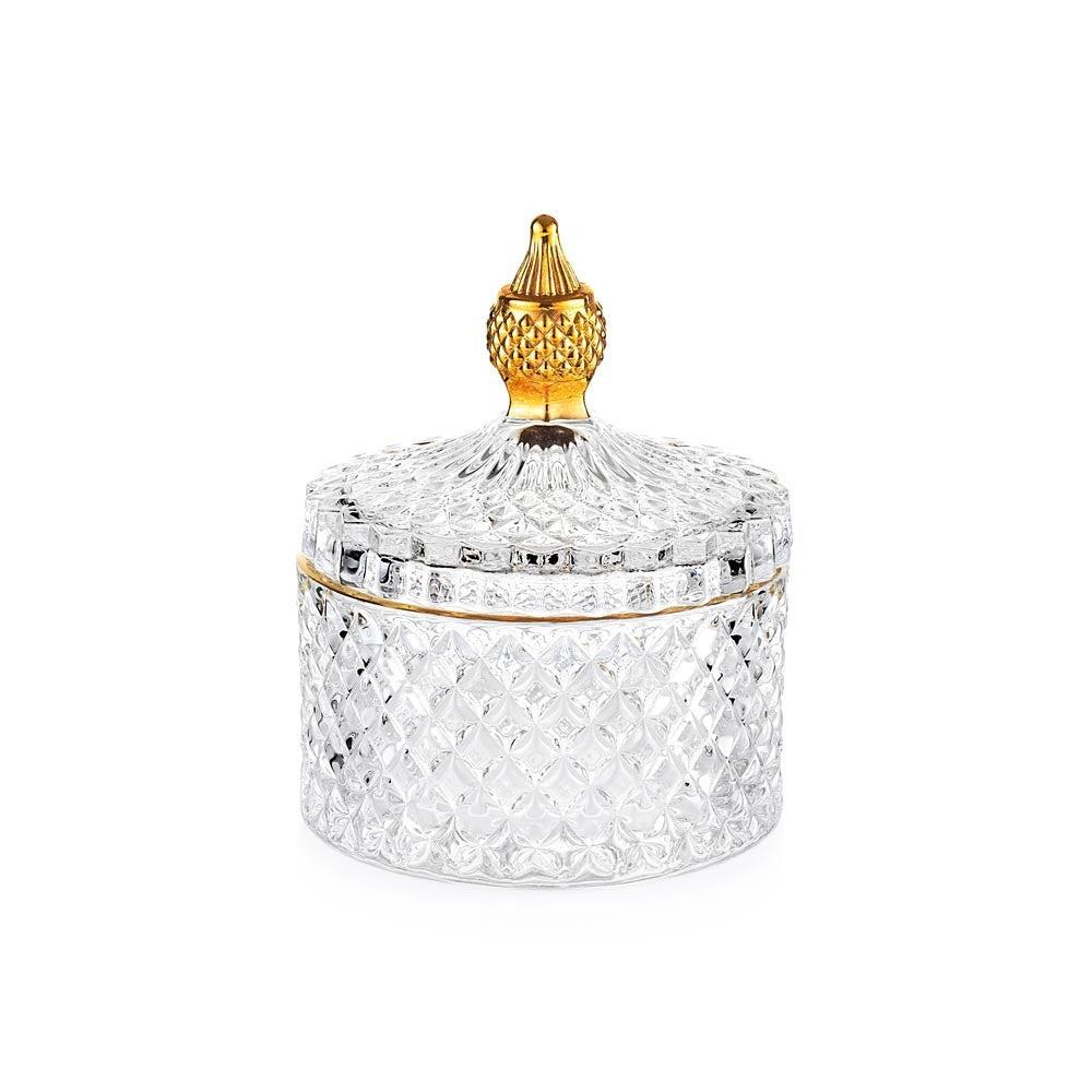Scatola portabonbon Emò Italia in vetro con dettagli oro 10,5x13,5 cm