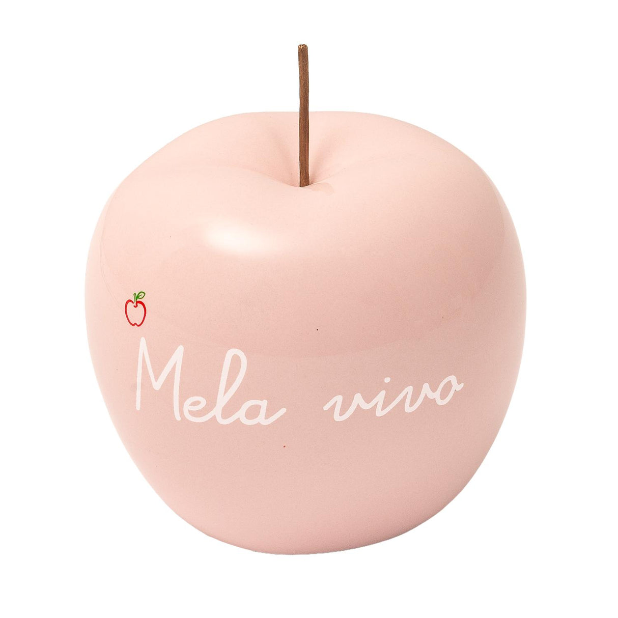 Mela decorativa Palais Royal in resina rosa con scritta Vivo 10,5 cm
