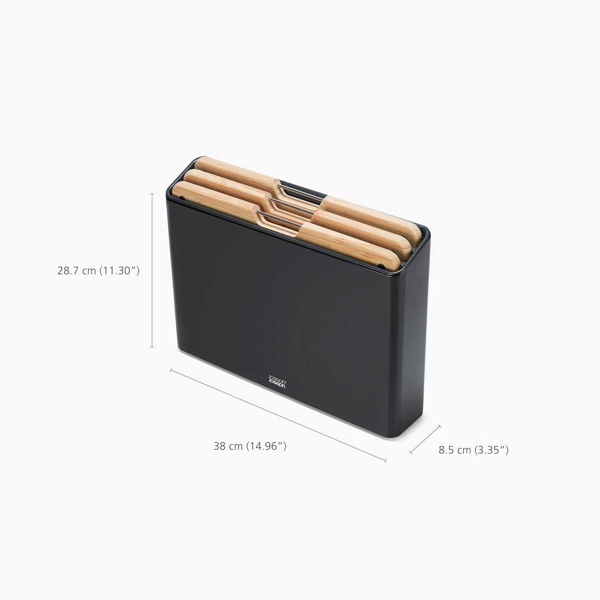 JOSEPH JOSEPH Folio Set 3 Taglieri in Bamboo con Cover in Acciaio Nero