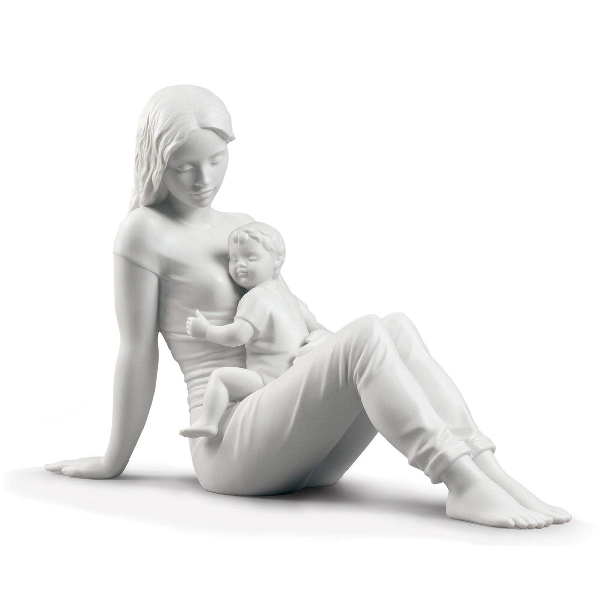 Scultura L'Amore di una Madre Lladrò in porcellana lucida 25x36 cm