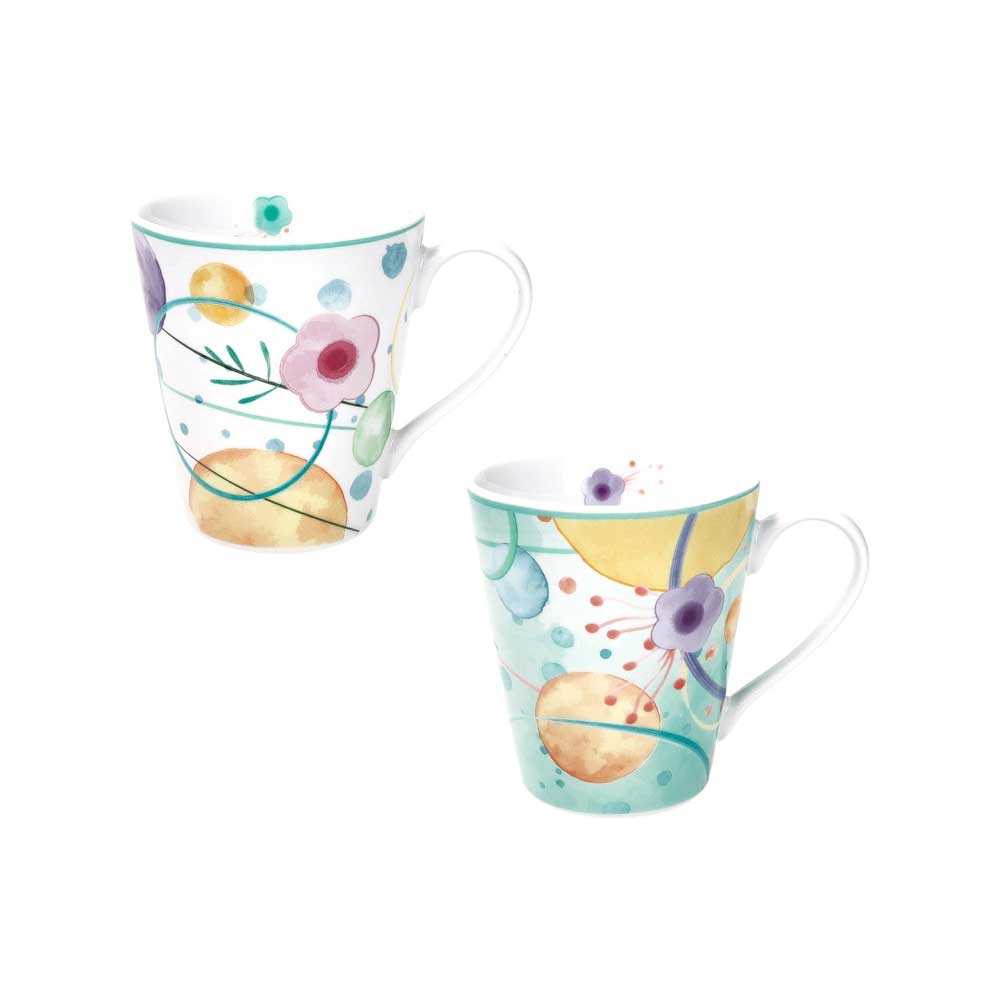 Set 2 mug Bollicine Brandani in porcellana decorata 300 ml