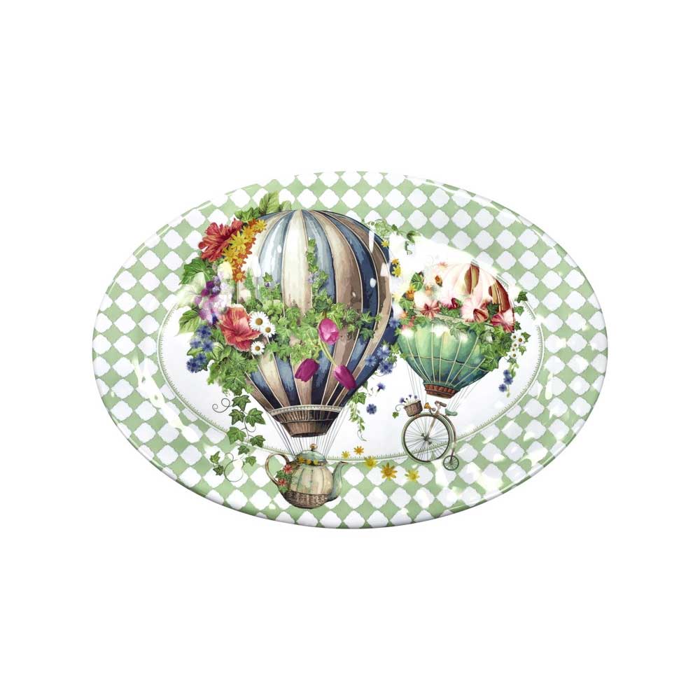 Vassoio ovale Wonderland Brandani in melamina con decoro floreale 50x35,5 cm