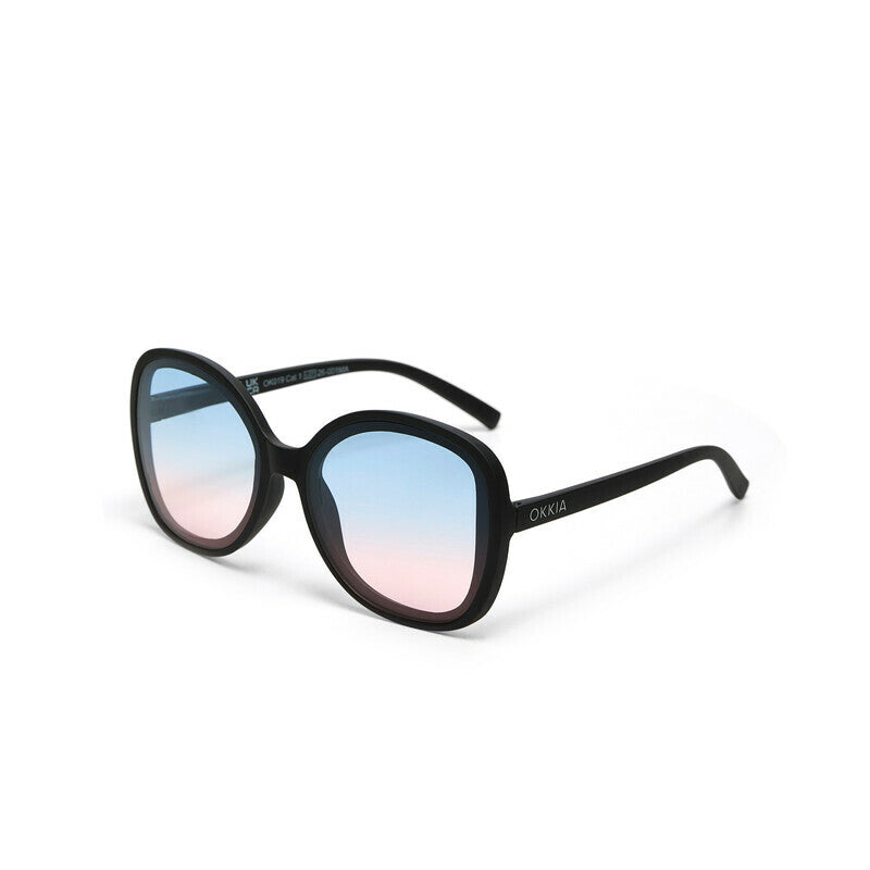 OKKIA Anna Occhiali da Sole Donna Nero Gradiente Blu Rosa