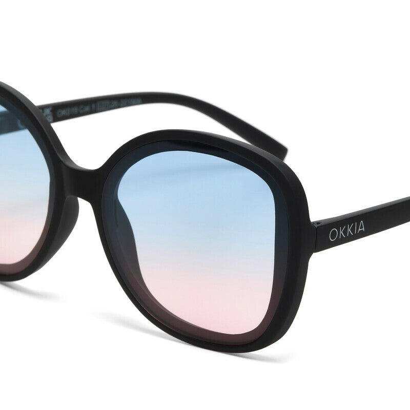 OKKIA Anna Occhiali da Sole Donna Nero Gradiente Blu Rosa