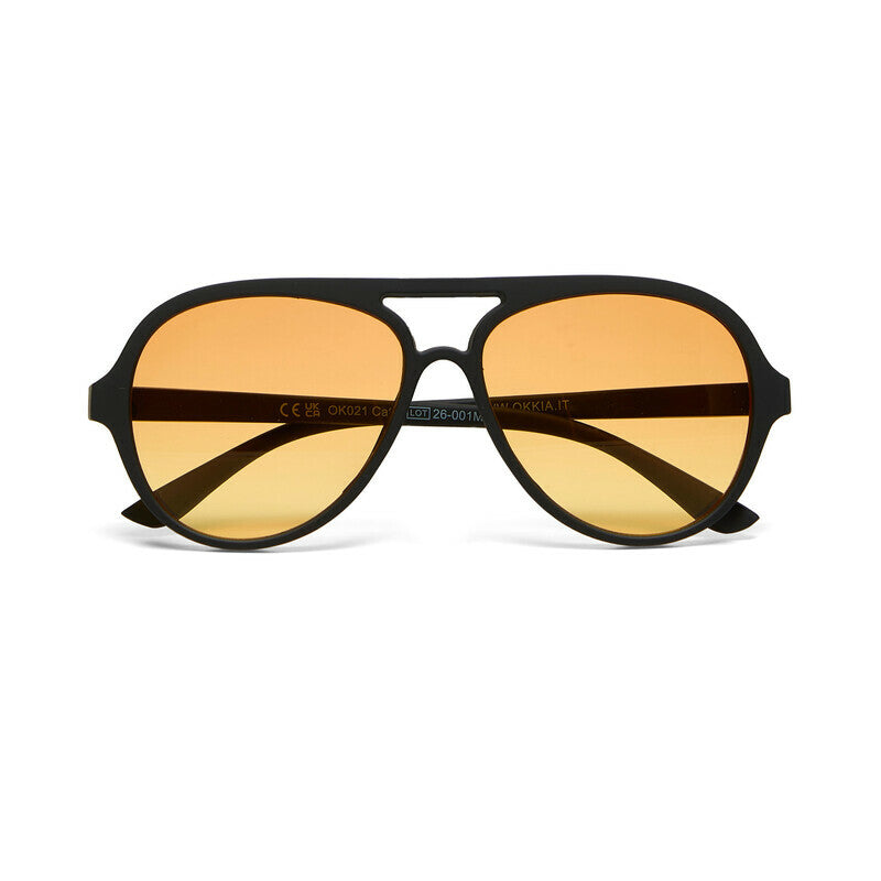 OKKIA Alessio Occhiali da Sole Unisex Goccia Bianco Nero Lenti Gialle