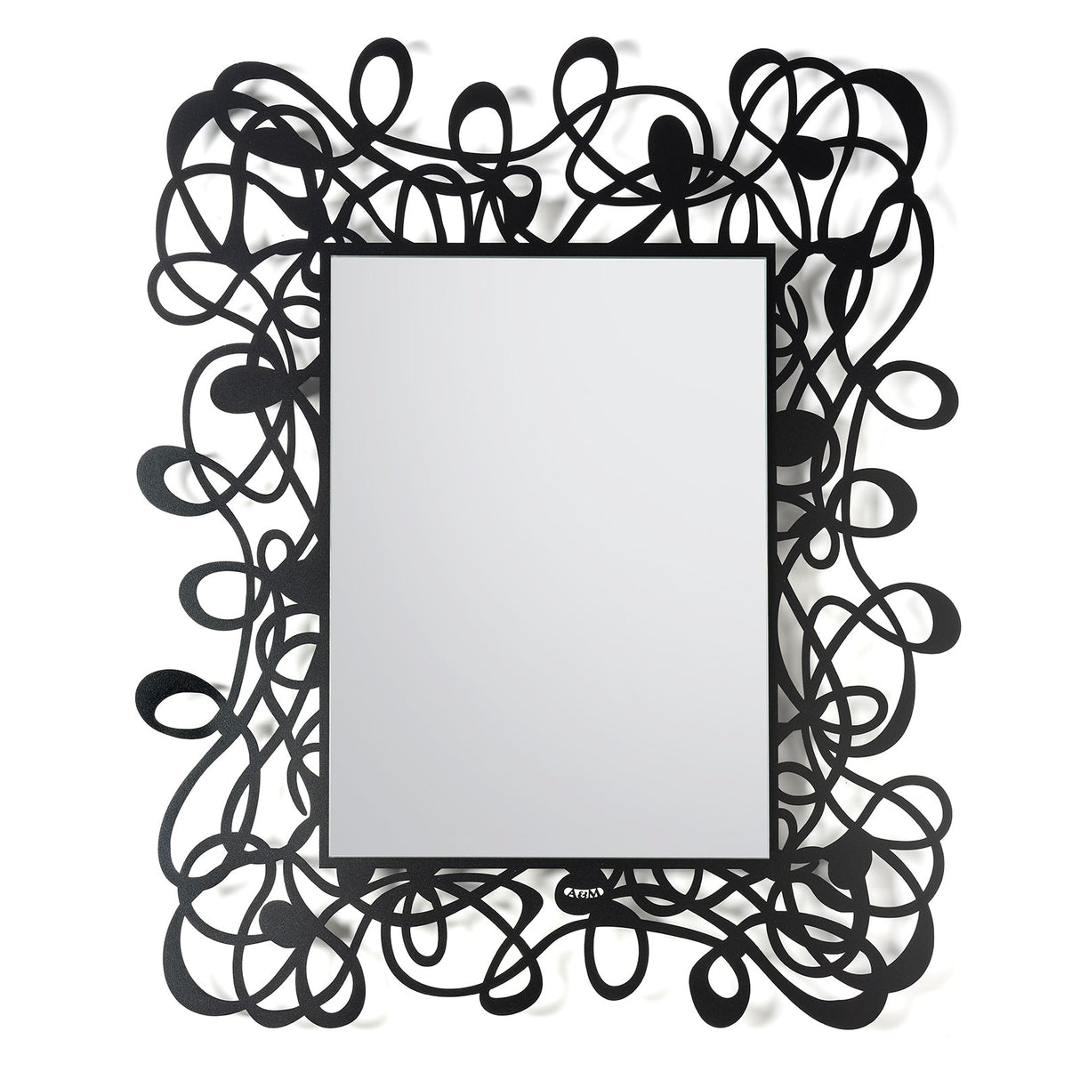 Specchio da parete Arti & Mestieri in metallo nero opaco 80x96 cm