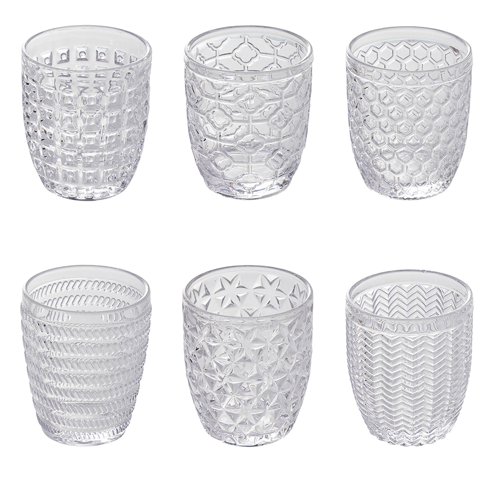 Set 6 bicchieri acqua Geometrie Villa D'Este in vetro inciso 350 ml