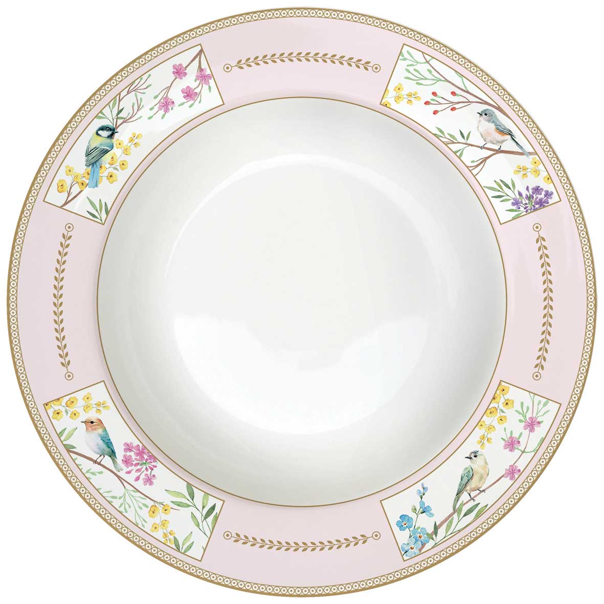 EASY LIFE Servizio Tavola Piatti Set 18 Pezzi in Porcellana Birds Melody