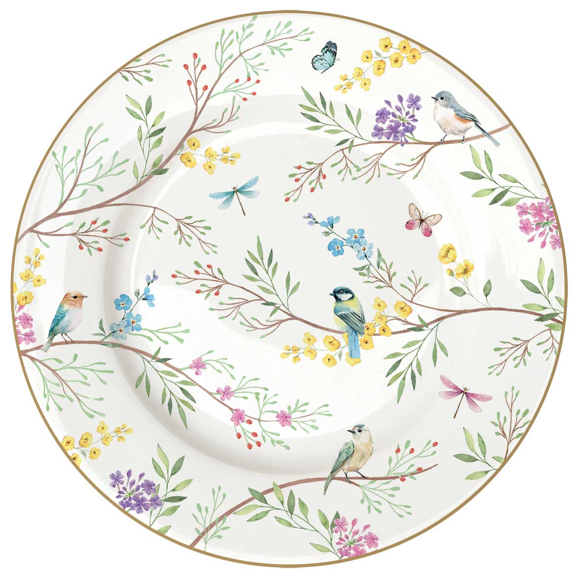 EASY LIFE Servizio Tavola Piatti Set 18 Pezzi in Porcellana Birds Melody