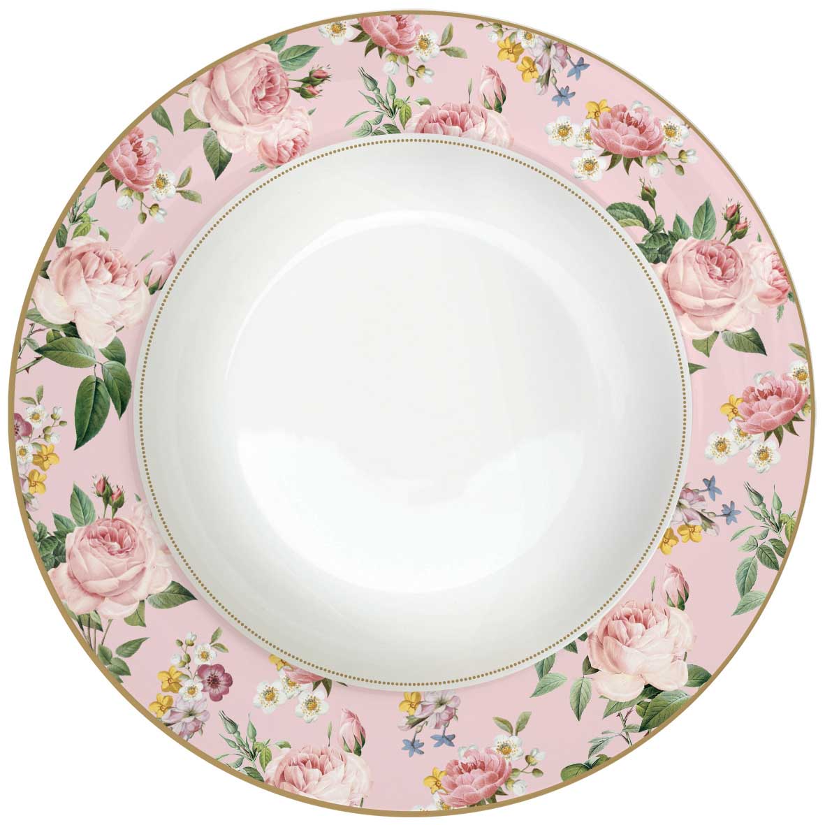 EASY LIFE Servizio Tavola Piatti Set 18 Pezzi in Porcellana Chant Des Roses