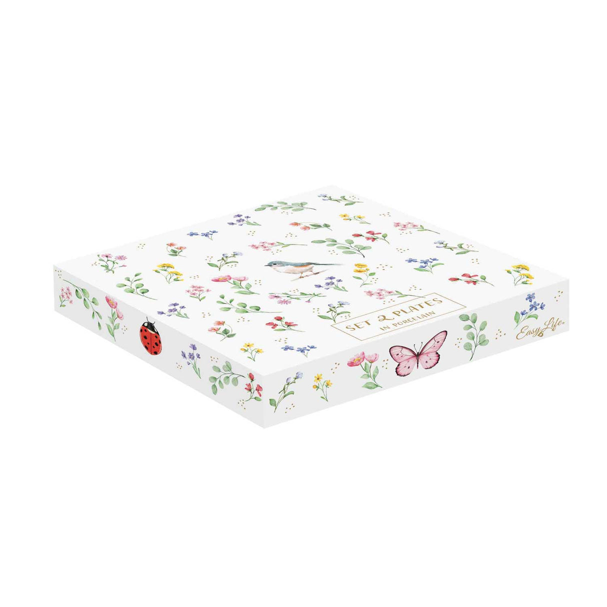 EASY LIFE Set 2 Piattini in Porcellana 16cm Fancy Garden Libellula Uccellino