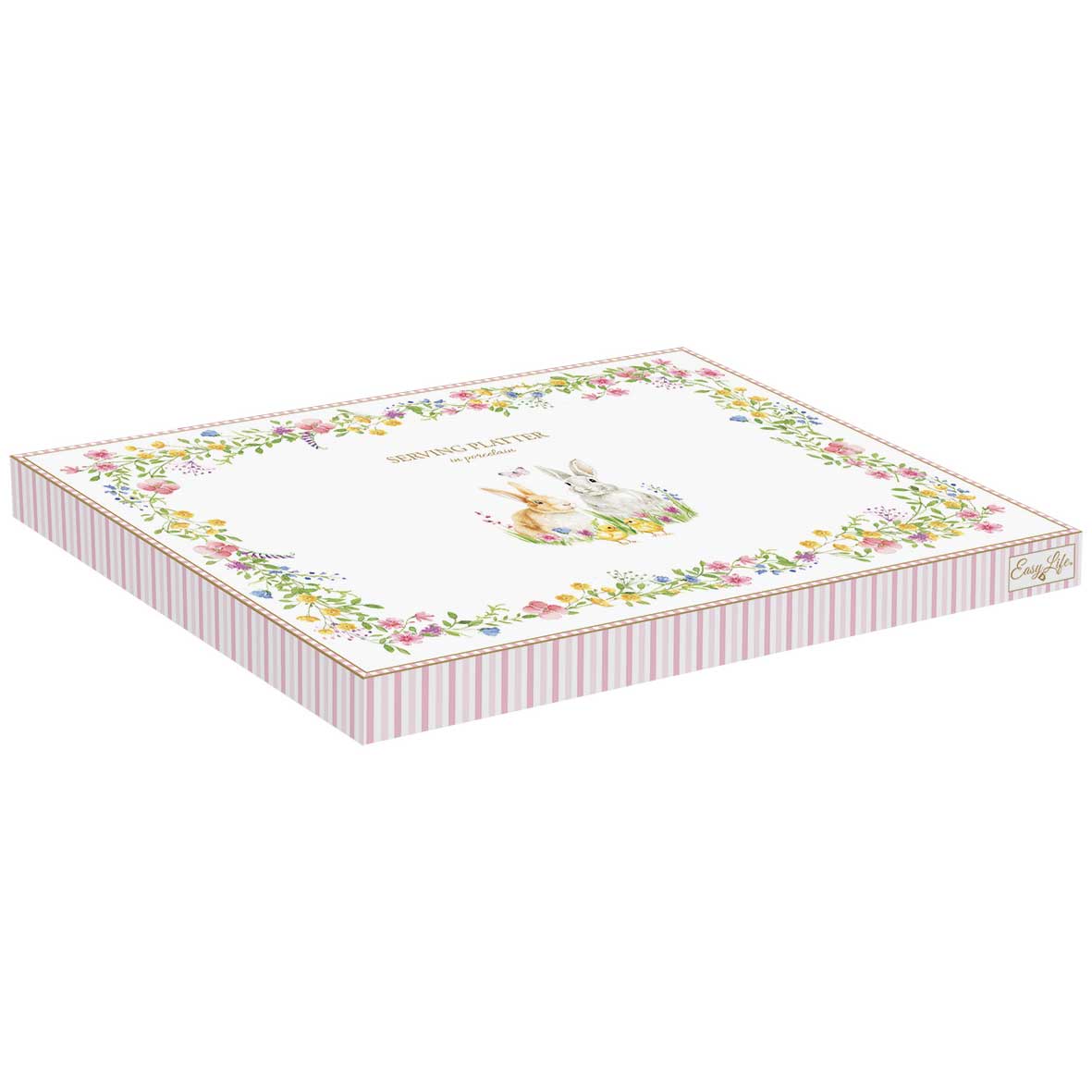 EASY LIFE Vassoio Uovo 30x21cm in Porcellana in Color Box Happy Easter