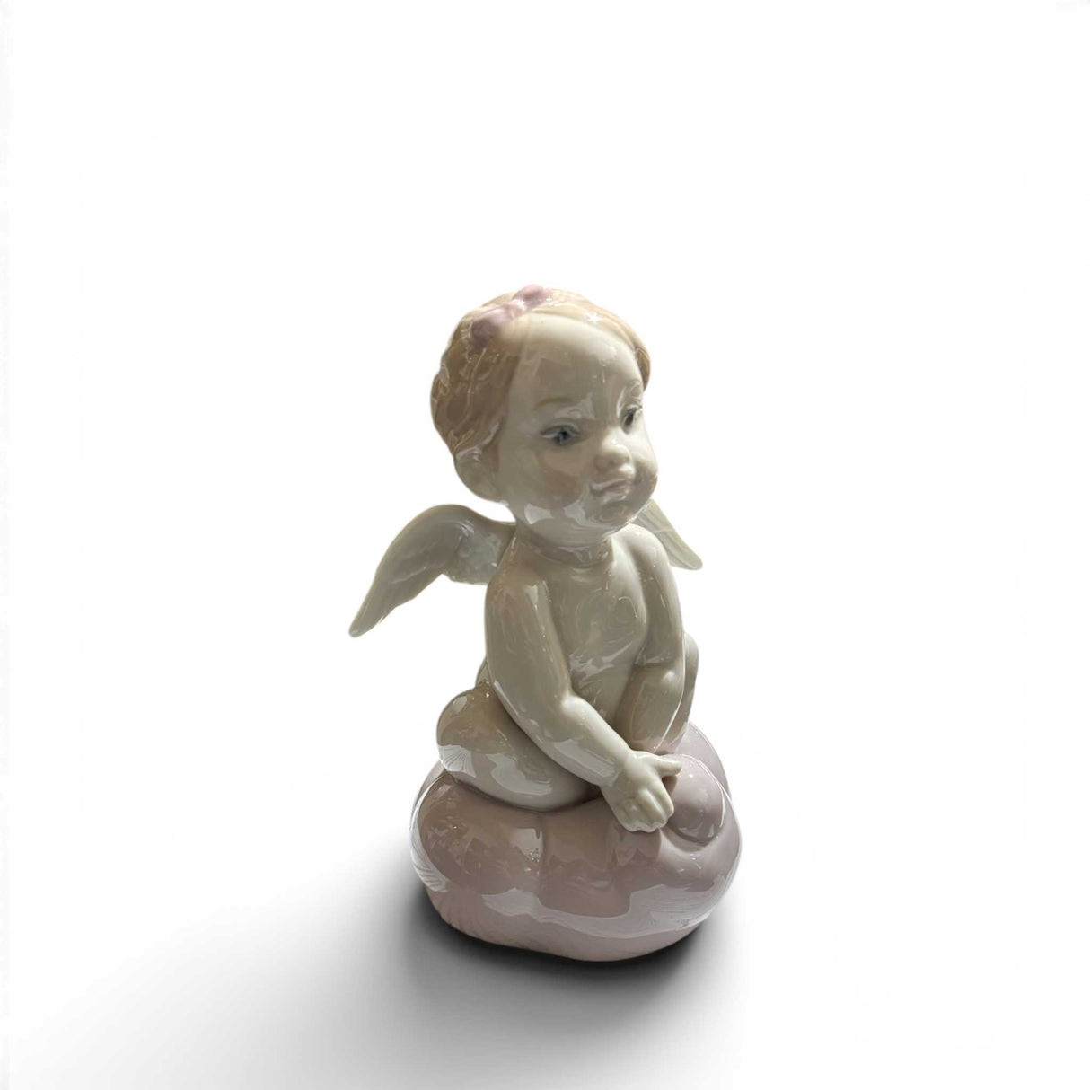 Statuina Angioletto su Nuvola Rosa NAO in porcellana lucida 17 cm