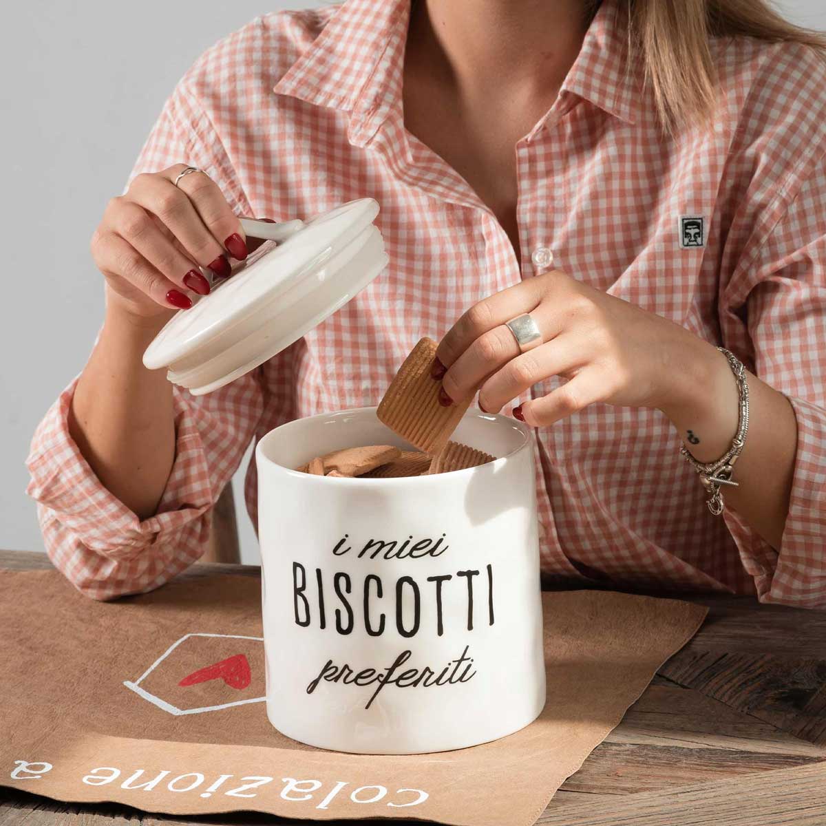 SIMPLE DAY Contenitore Barattolo Biscottiera I Miei Biscotti Preferiti 21x12cm Gres