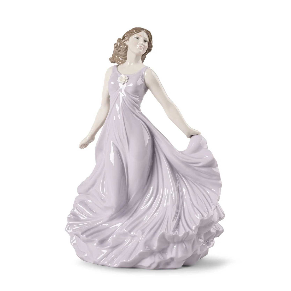 Scultura Al ritmo del vento Lladrò in porcellana lucida color malva 33 cm