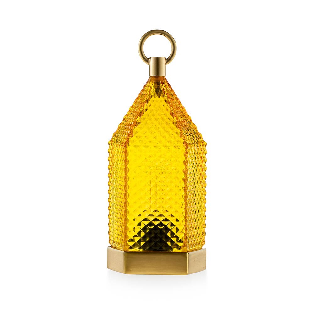 EMÒ ITALIA Lanterna in Vetro Giallo 10x23cm