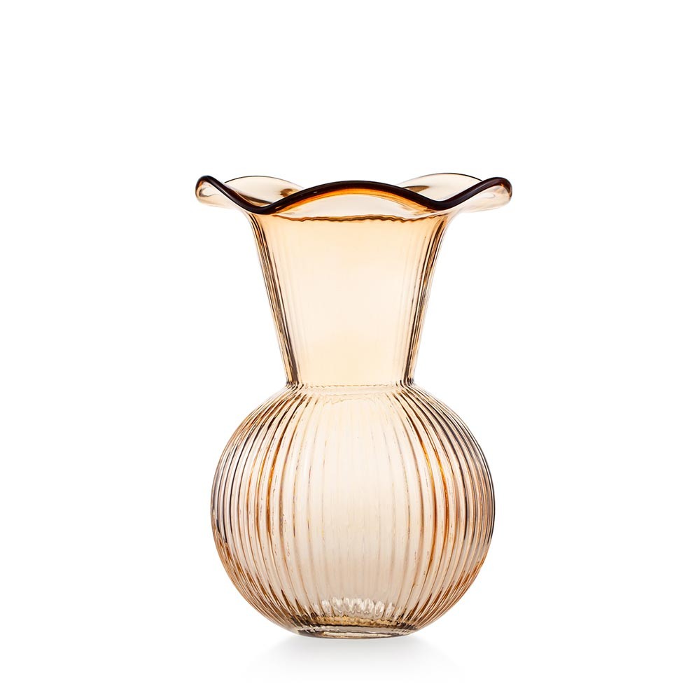 EMÒ ITALIA Vaso Bocca Larga in Vetro Ambra 16x24cm