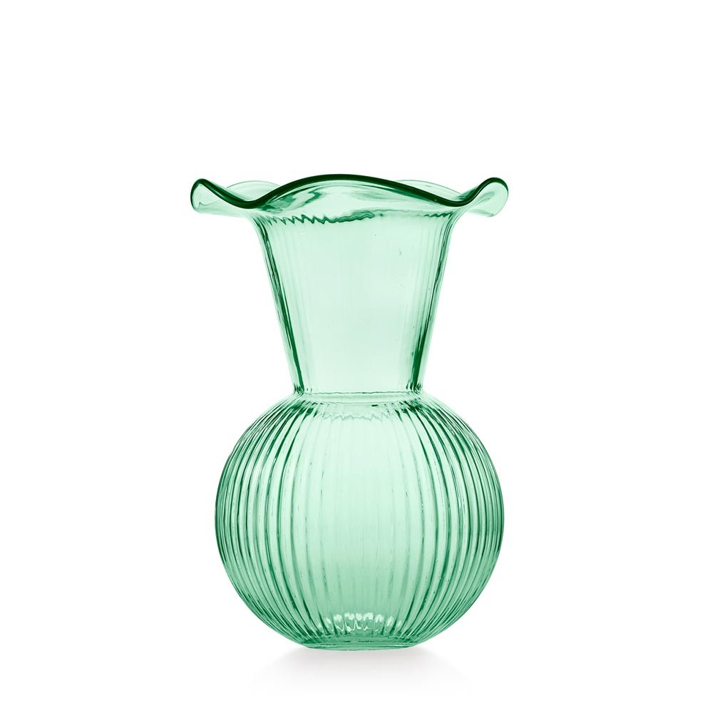 EMÒ ITALIA Vaso Bocca Larga in Vetro Verde 16x24cm
