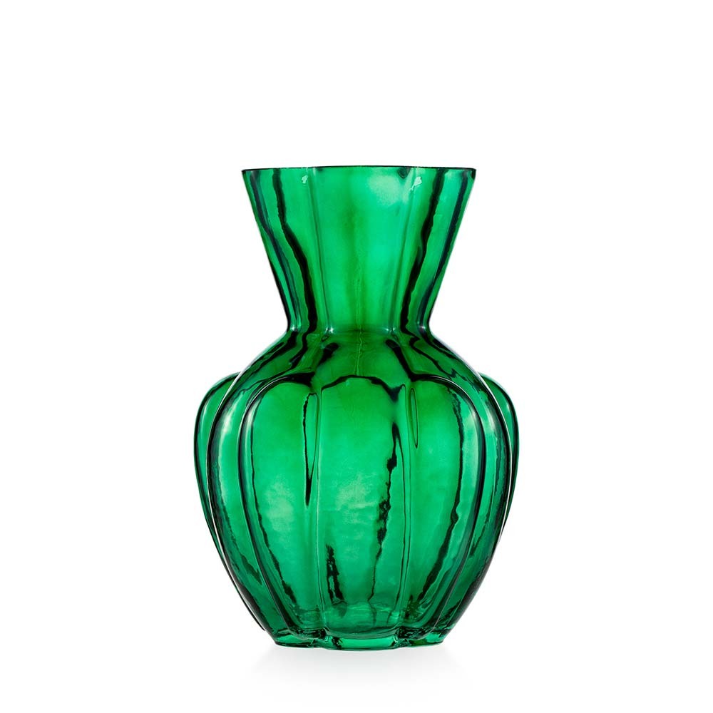 EMÒ ITALIA Vaso Tulipano in Vetro Verde 17x24,5cm