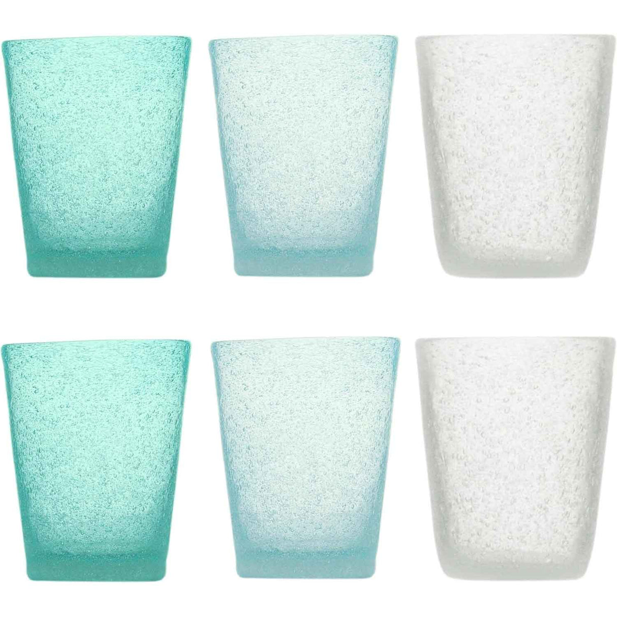 MEMENTO Bicchieri Acqua Colorati Wave Set 6 Pezzi 250ml Pasta di Vetro