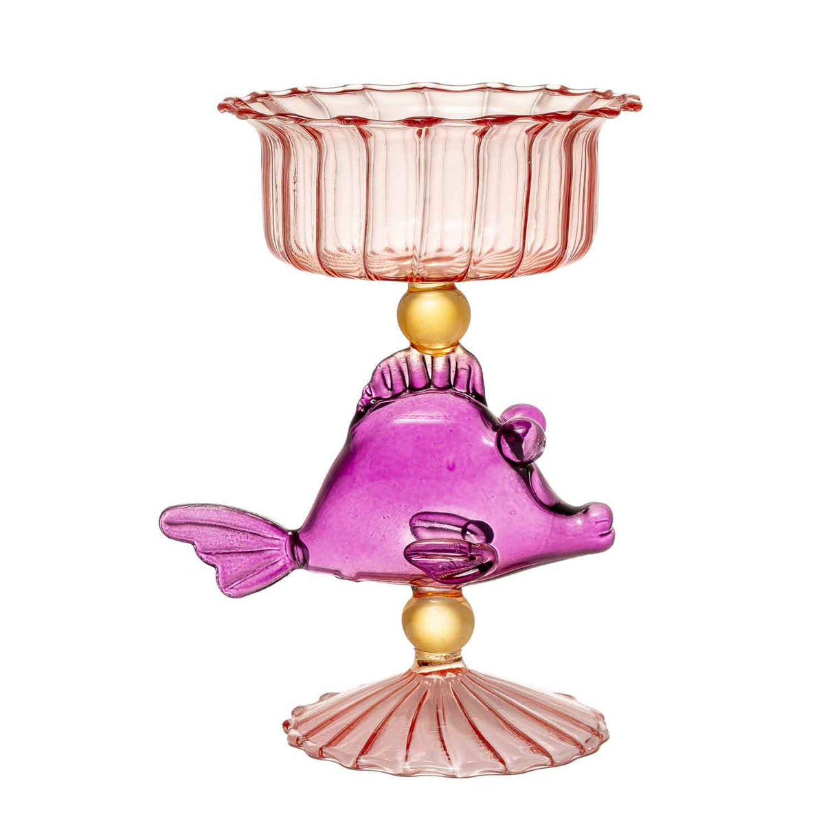 PALAIS ROYAL Coppa Gelato Multiuso Pesce Rosa 11,5x18cm in Vetro