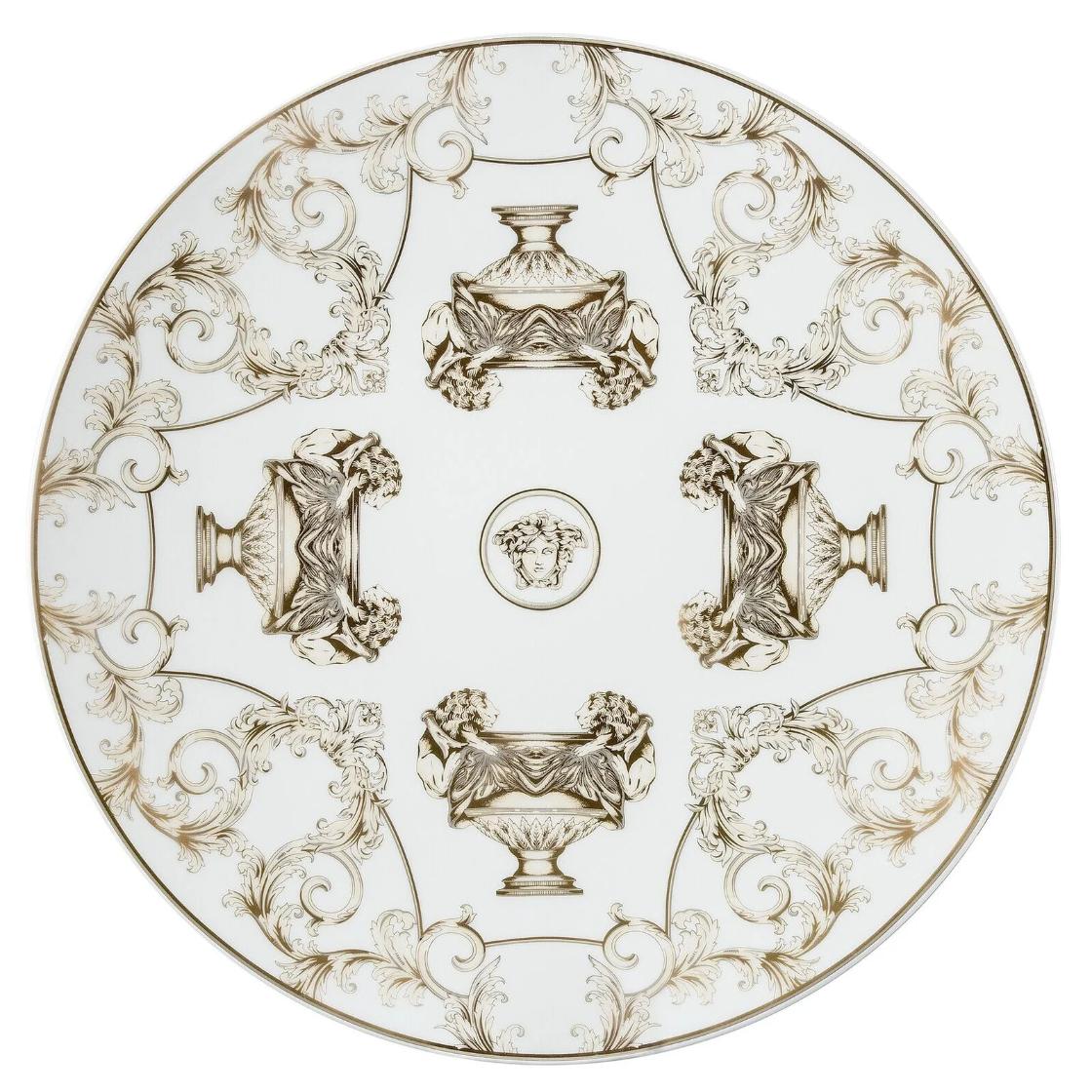 VERSACE Piatto Segnaposto La Coupe des Dieux Bianco e Oro 33cm in Porcellana