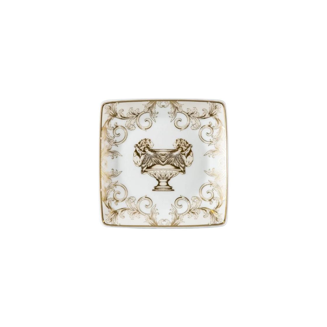 VERSACE Coppetta Quadrata La Coupe des Dieux Bianco e Oro 12x12cm in Porcellana
