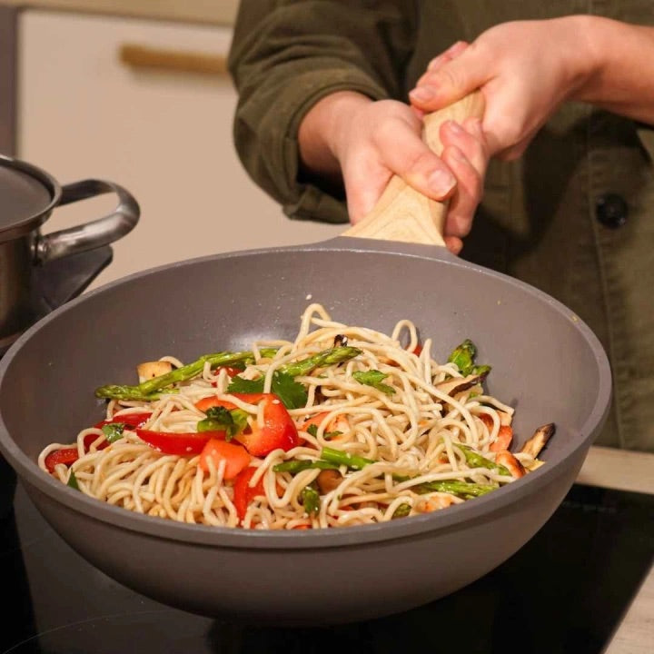 COOKUT L'Incredibile Padella Wok Antiaderente 28cm Moka Metallo