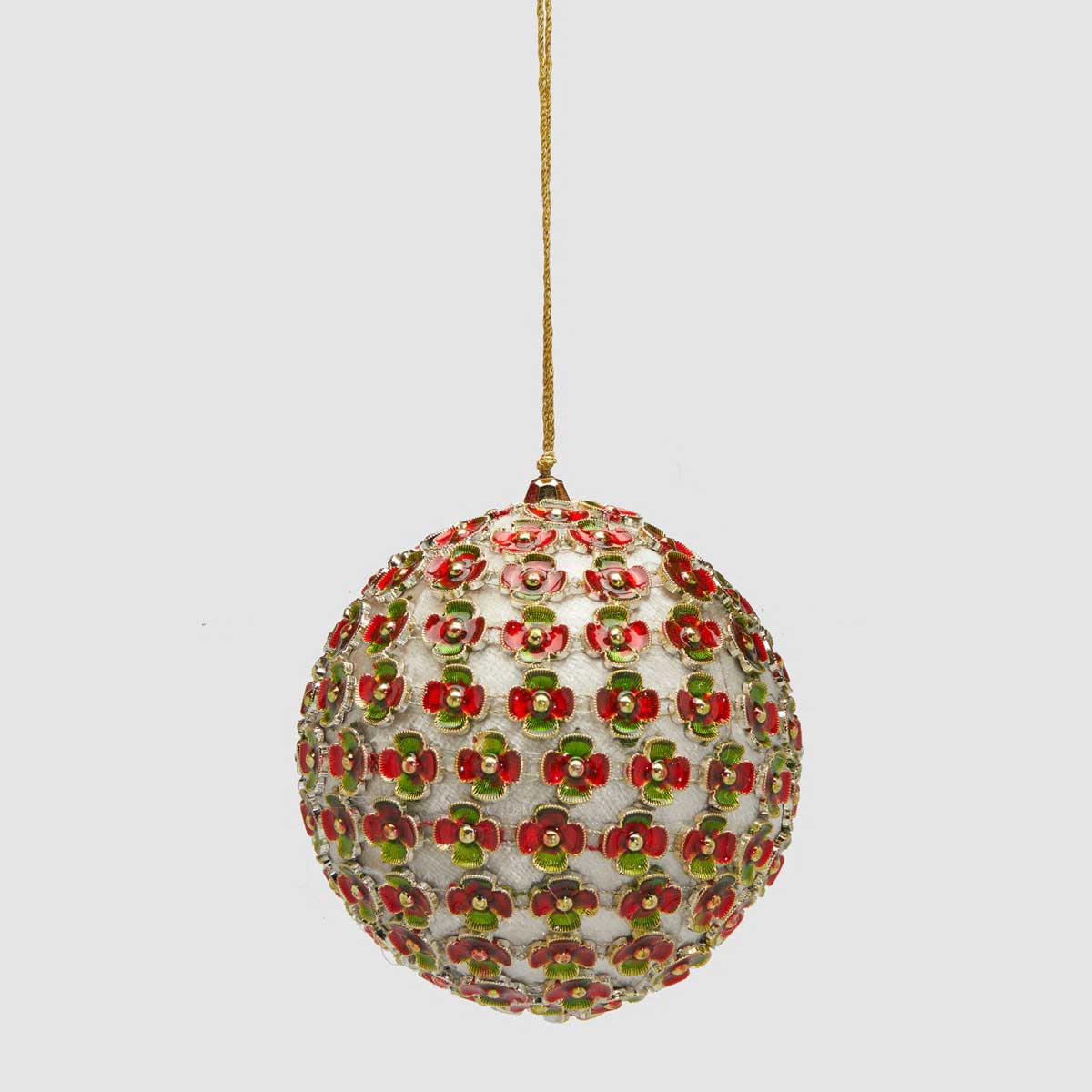 EDG Enzo De Gasperi Pallina di Natale Flowermix Bianco in Plastica 10cm