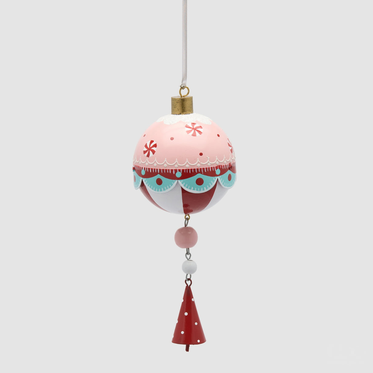 EDG Enzo De Gasperi Pallina di Natale Nappa con Pendente Rosa in Metallo 20x8cm