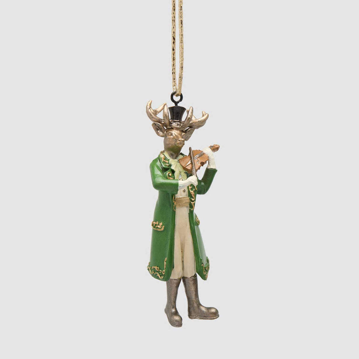EDG Enzo De Gasperi Addobbo Natalizio Renna Boheme Bianco e Verde in Poliresina 12cm