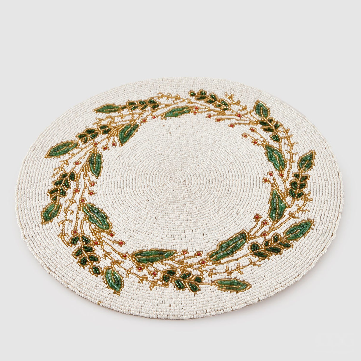 EDG Enzo De Gasperi Sottopiatto Natalizio Agrifoglio Bianco e Verde in Vetro 36cm