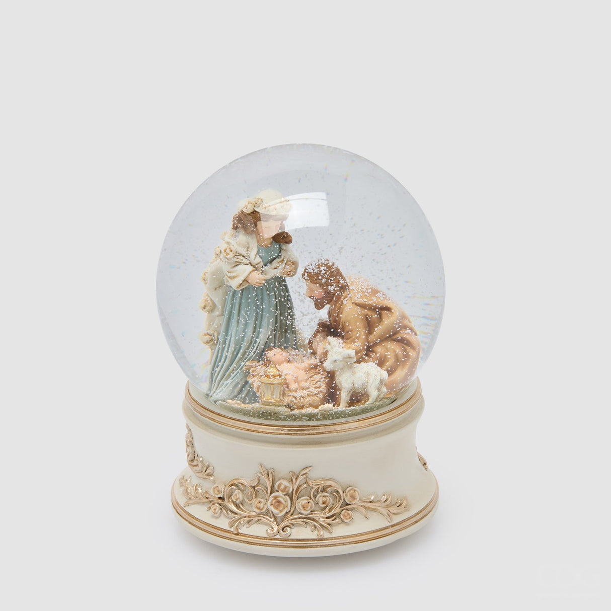 EDG Enzo De Gasperi Palla di Neve Natività Carillon Bianco e Oro in Vetro 16,5x12cm
