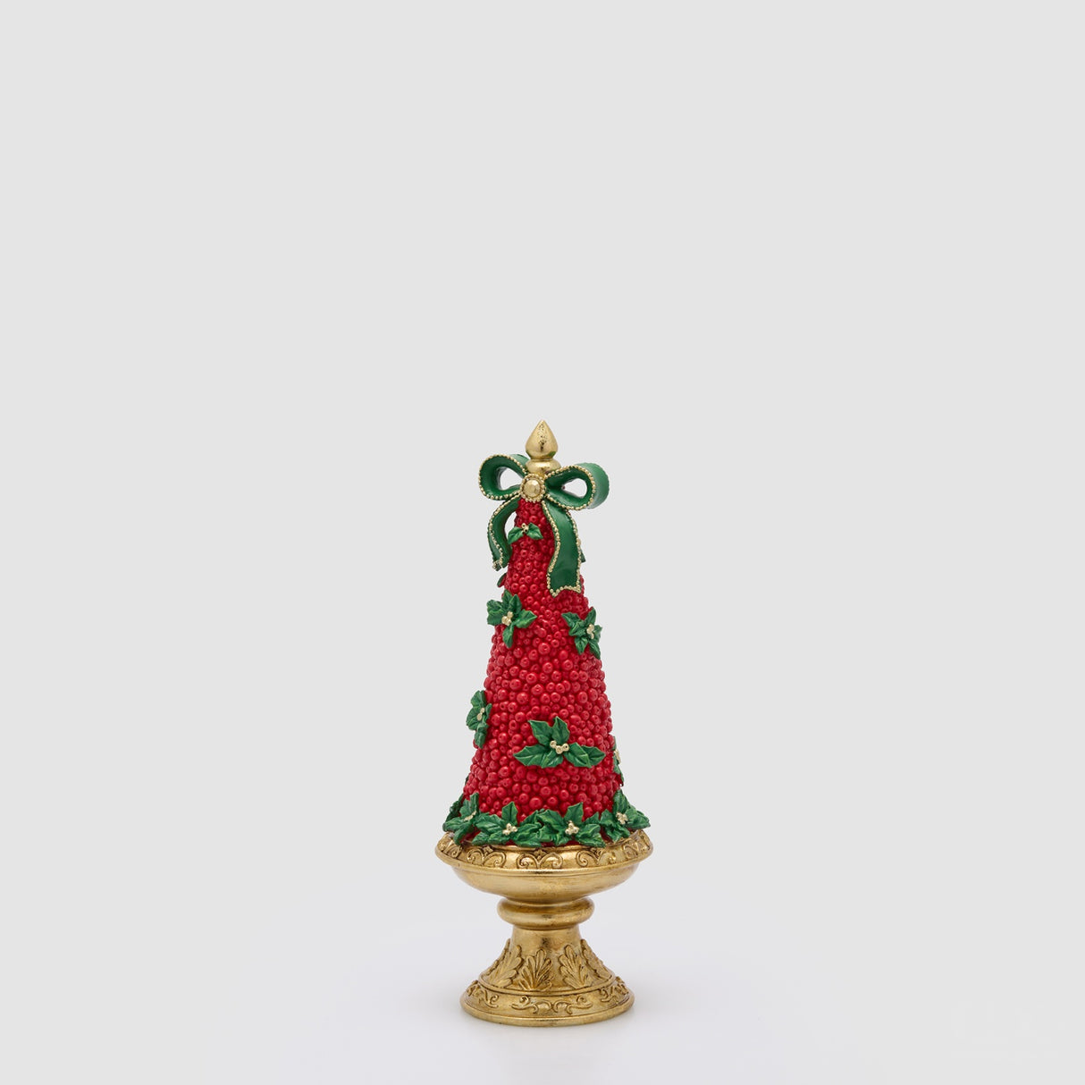 EDG Enzo De Gasperi Alberello di Natale con Fiocco Verde e Rosso in Poliresina 34x12,5cm
