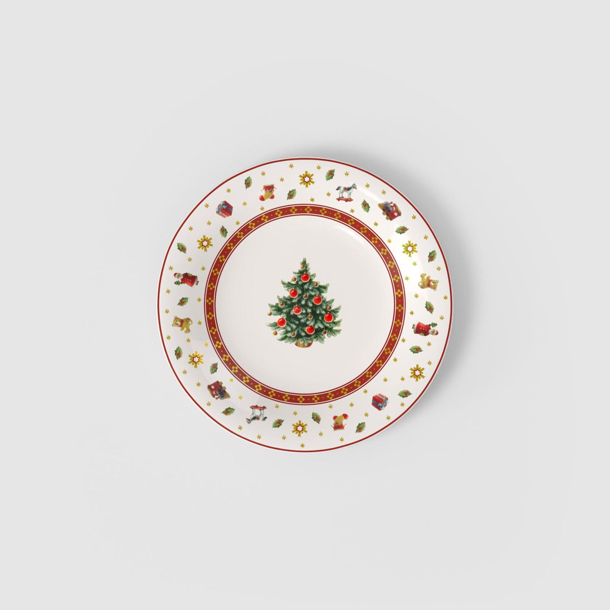 VILLEROY & BOCH Set 6 Piatti Dessert Natalizi Toy's Delight Specials Rosso e Bianco in Porcellana Premium 21,5cm